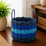 Navy Blue, Blue & Light Blue Five Stripe Rope Basket Little Salty Rope