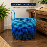 Navy Blue, Blue & Light Blue Ombre Rope Basket Little Salty Rope