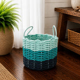 Navy Blue, Teal & Seafoam Ombre Rope Basket Little Salty Rope