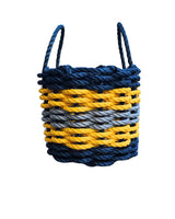 Navy, Yellow and Gray Five Stripe Rope Basket Little Salty Rope
