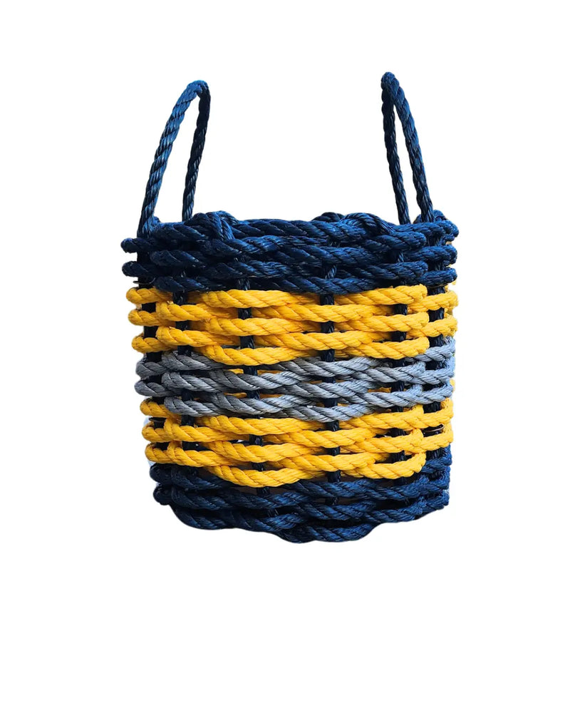 Lobster Rope Storage Basket Navy Yellow and Gray – Little Salty Rope