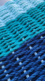 Ombre Rope Mat made with Lobster Rope, Navy Blue, Teal, Seafoam Little Salty Rope