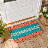 Orange, Teal & Seafoam 5-Stripe Lobster Rope Doormat Little Salty Rope