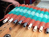 Orange, Teal & Seafoam 5-Stripe Lobster Rope Doormat Little Salty Rope