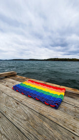 Rainbow Rope Mat made with Lobster Rope, Maine Made Little Salty Rope