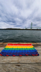 Rainbow Rope Mat made with Lobster Rope, Maine Made Little Salty Rope