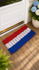Red, White & Blue Stripe Lobster Rope Doormat Little Salty Rope