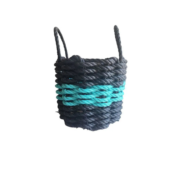 Rope Storage Basket Black and Teal Little Salty Rope