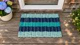 Seafoam, Navy Blue & Teal 5-Stripe Lobster Rope Doormat Little Salty Rope