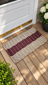 Tan & Burgundy Lobster Rope Doormat Little Salty Rope