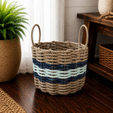 Tan, Seafoam & Navy Accent Rope Basket Little Salty Rope