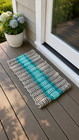 Tan, Seafoam & Teal Accent Lobster Rope Doormat Little Salty Rope