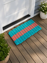 Teal & Coral Orange Lobster Rope Doormat Little Salty Rope