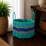 Teal, Blue & Light Gray Accent Rope Basket Little Salty Rope