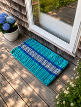 Teal, Gray & Blue Accent Lobster Rope Doormat Little Salty Rope