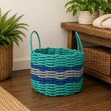 Teal, Light Gray & Blue Accent Rope Basket Little Salty Rope