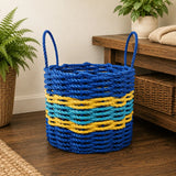 Two Tone Blue & Yellow Accent Rope Basket Little Salty Rope