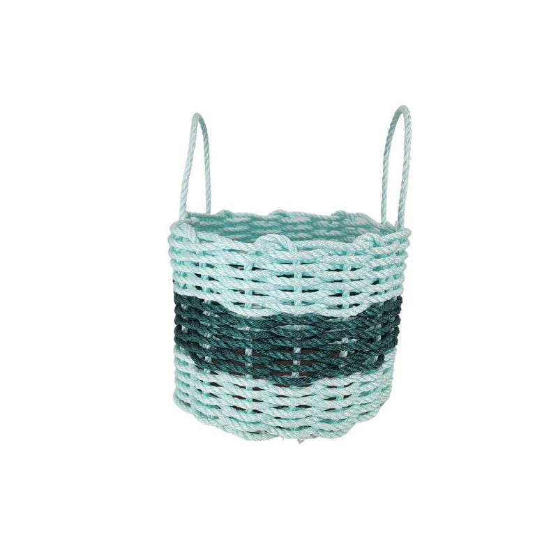 Seafoam and Hunter Green Rope Basket Little Salty Rope