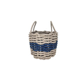 Authentic Maine Lobster Rope Storage Basket Tan and Navy Blue Little Salty Rope