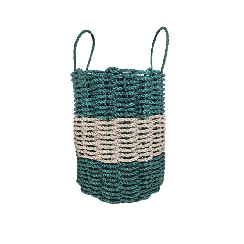 Hunter Green and Tan Rope Basket Little Salty Rope