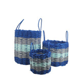 Five Stripe Rope Storage Basket Blue, Gray and Seafoam