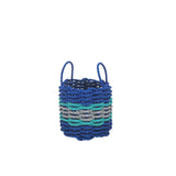 Authentic Maine Lobster Rope Storage Basket Blue and Light Gray with Teal Accents