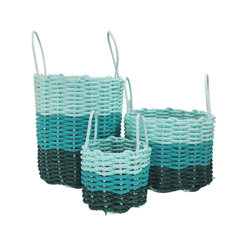 Lobster Rope Storage Basket Hunter Green, Teal, Seafoam