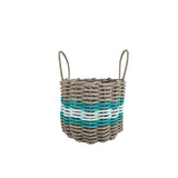 Lobster Rope Basket Tan and Seafoam, Teal Accents