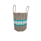 Lobster Rope Basket Tan and Seafoam, Teal Accents