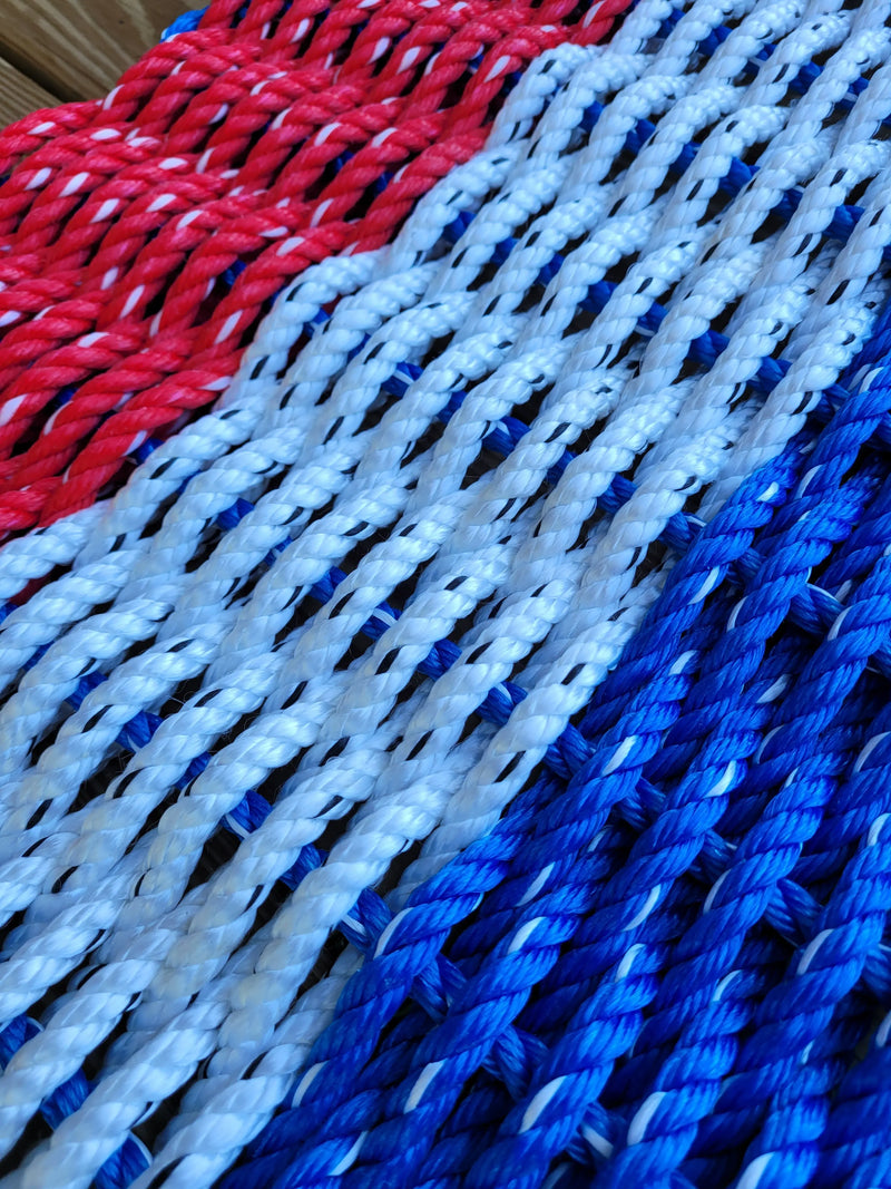 RED WHITE and BLUE stripe Lobster Rope Mat Little Salty Rope