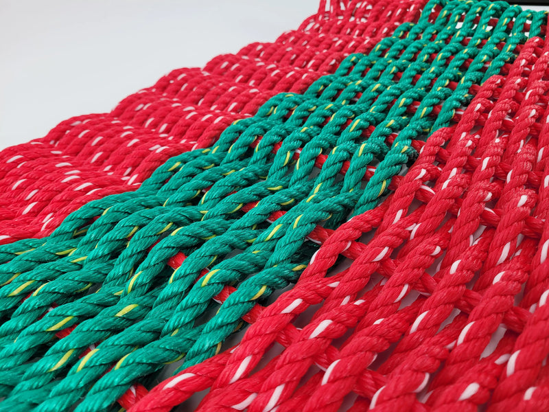 Rope Mat made with Lobster Rope Red and Green Little Salty Rope