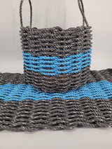 Matching Lobster rope basket and mat. gray and light blue