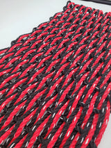 image shows a black and red double weave rope mat
