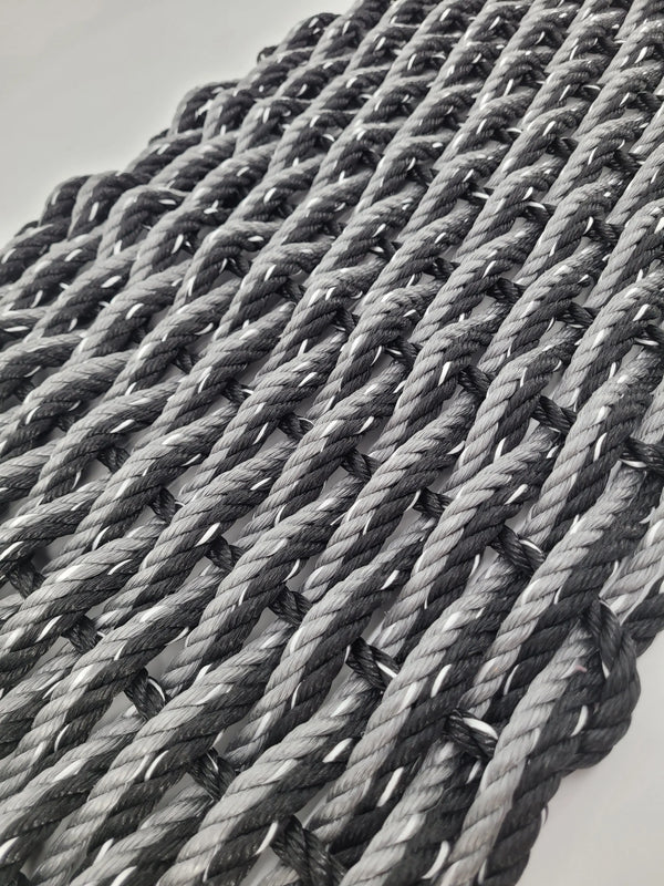 Image shows a Black and Gray double weave rope mat