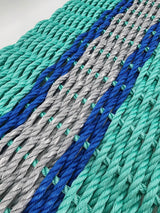 Lobster Rope Door Mat, Teal and Light Gray, Blue accents Little Salty Rope