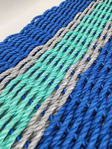 Lobster Rope Door Mat, Blue and Teal, Light Gray accents Little Salty Rope
