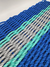 Lobster Rope Door Mat, Blue and Light Gray, Teal accents Little Salty Rope
