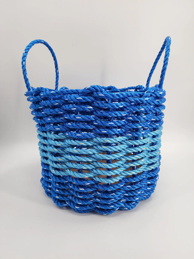 Maine Lobster Rope Storage Basket Royal Blue and Light Blue