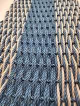 Large Navy Blue and Tan Lobster Rope Mat made with Lobster Rope, Double Weave, 40 x 24, Vibrant, Long Lasting Durable Little Salty Rope