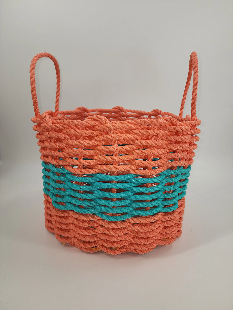 Coral Orange and Teal Lobster Rope Storage basket