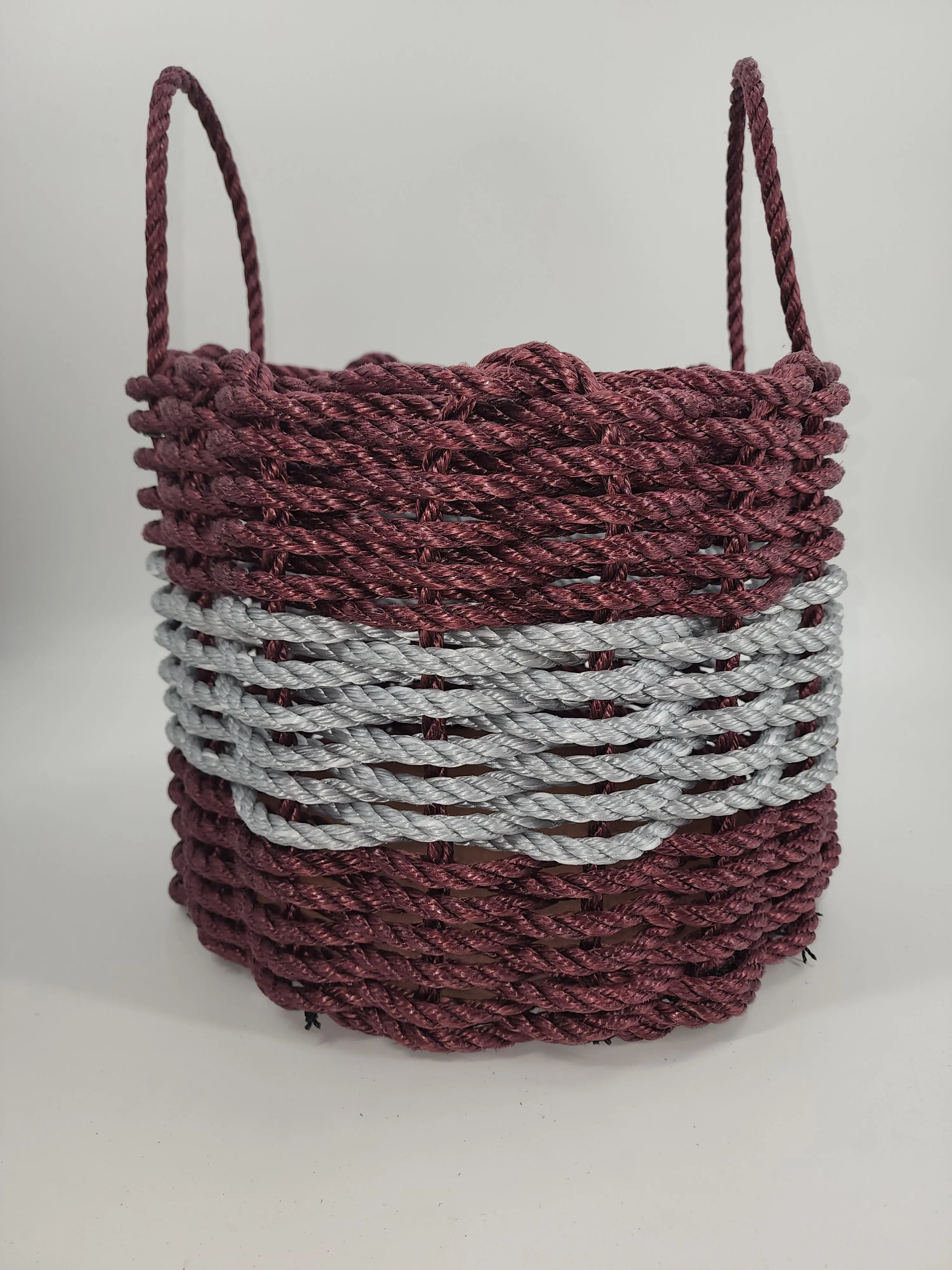 Authentic Maine Lobster Rope Storage Basket Burgundy and Light Gray ...