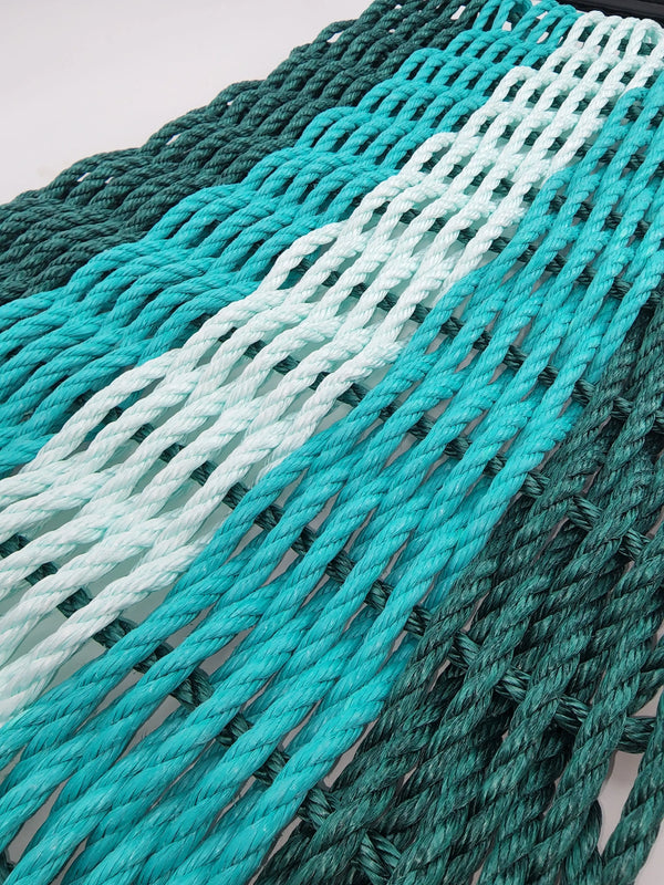 Lobster Rope Mat  Hunter Green, Teal and SeaFoam Little Salty Rope