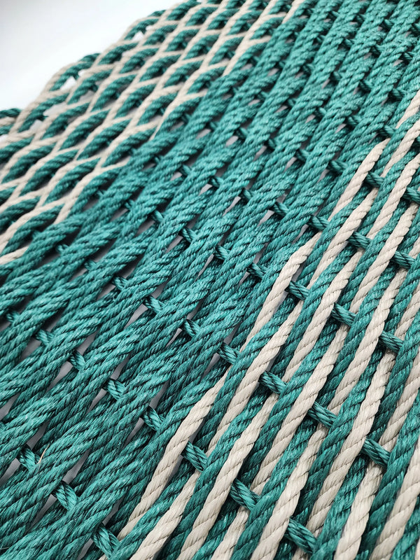 Hunter Green and Tan 40 x 24 Rope Mat Little Salty Rope hunter green stripe in the middle