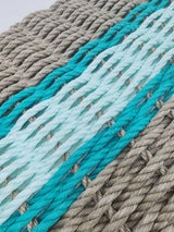 Lobster Rope Door Mat, Tan and Seafoam,Teal Accent Little Salty Rope