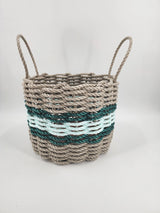 Lobster rope basket Tan and Seafoam with hunter green accents