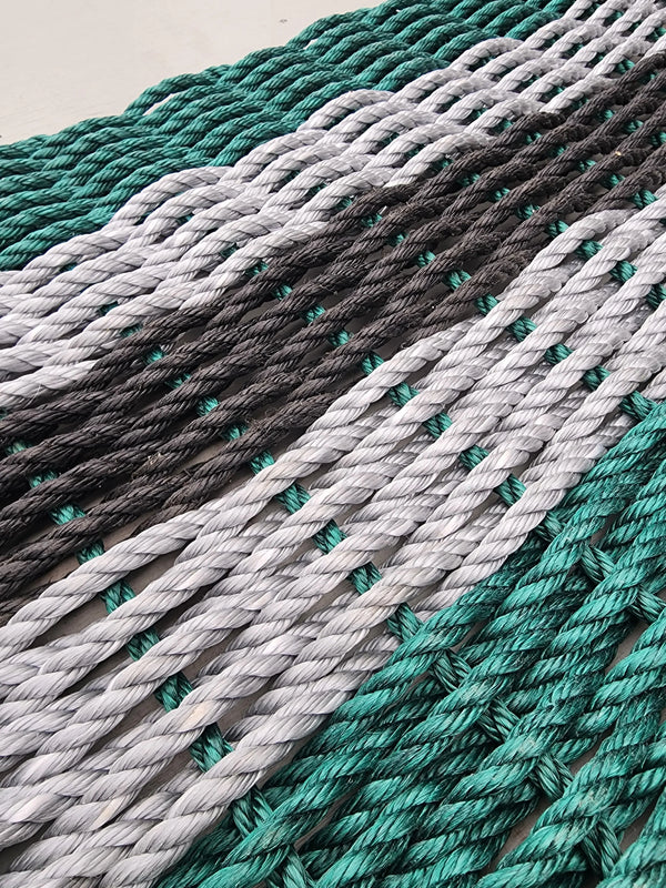 5 Stripe Rope Mat- Hunter Green, Light Gray, Black