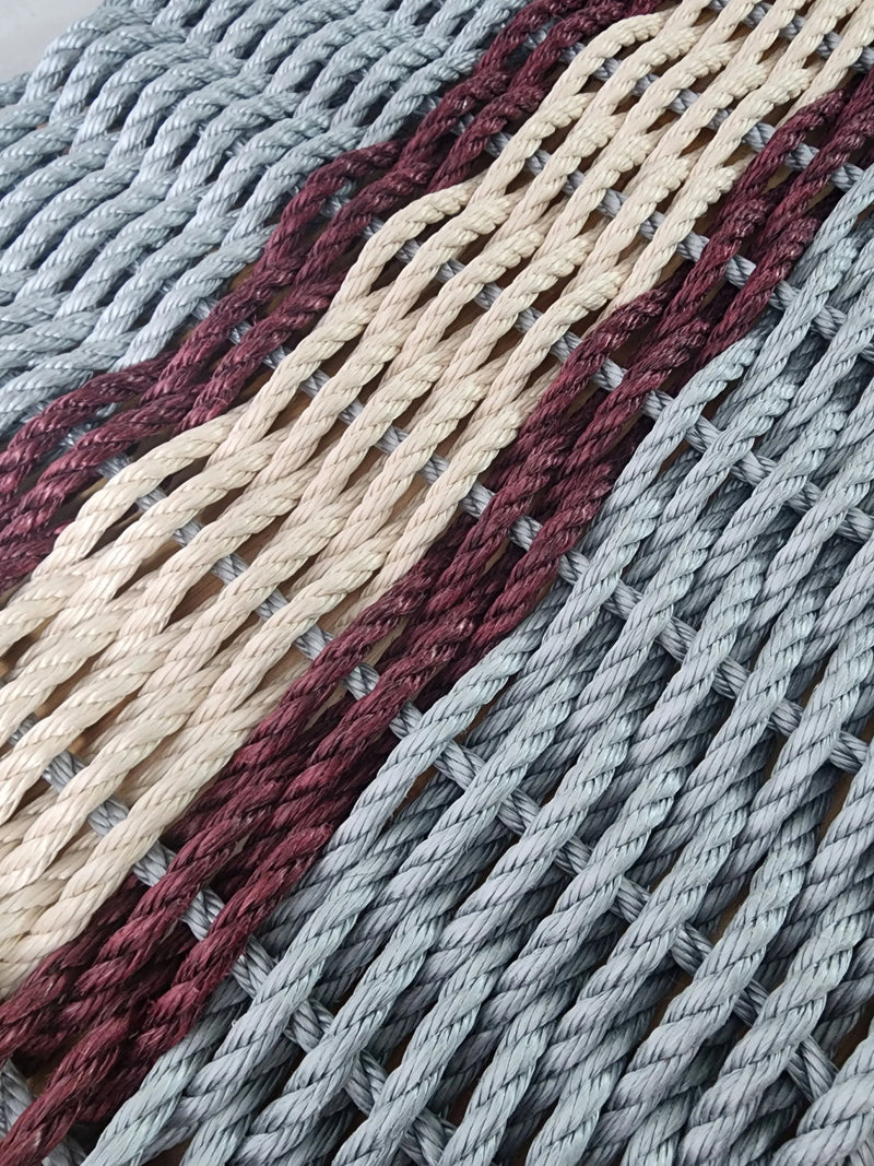 Light Gray and Light Tan with Burgundy Accents Little Salty Rope