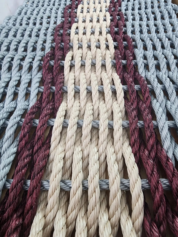 Light Gray and Light Tan with Burgundy Accents Little Salty Rope