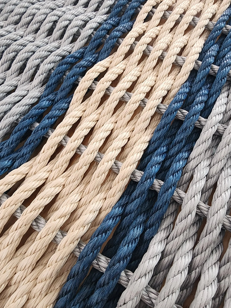 Light Gray and Light Tan with Navy Blue Accents Little Salty Rope