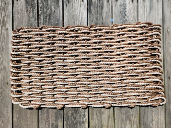 Brown and Light Tan Double Weave Rope Mat Little Salty Rope